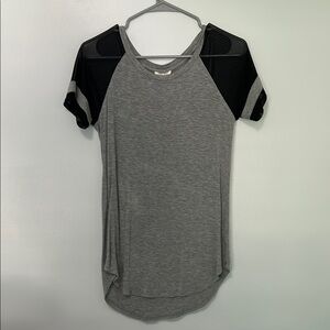 Ultra Flirt Gray and Black Raglan Short Sleeve Tee